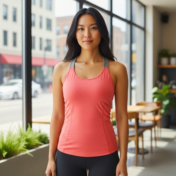 MPG Pink Orange Gray Racerback Sports Activewear Support Bra Tank Top Small - Picture 1 of 7